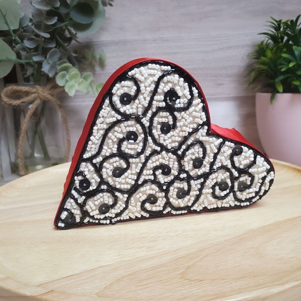 Vintage Katherine Collection Beaded Heart Gift Box Valentine's Day Medium
